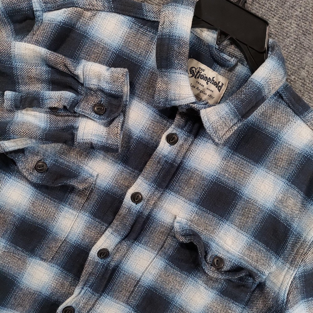 The Stronghold Shirt Mens‎ 2XL Blue Plaid Long Sleeve Flannel Button Up Casual